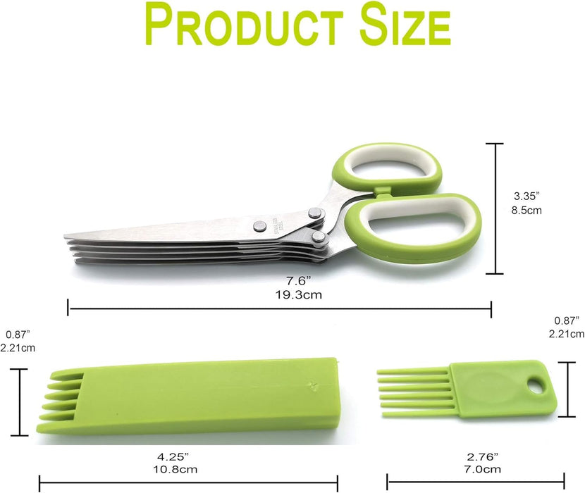 Tijeras de hierbas con 5 cuchillas y kit de limpieza de cocina de acero inoxidable para hierbas - Quierox - Tienda Online