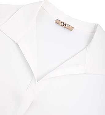 Timeson Blusas de gasa de manga corta para mujer, para oficina, atuendo con cuello - Quierox - Tienda Online