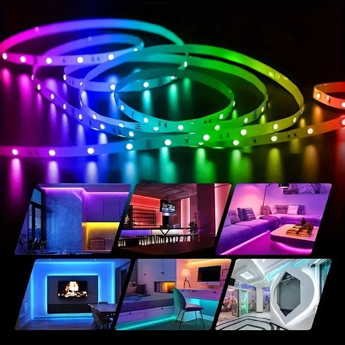 Tira de luces LED con control por aplicación, cinta RGB con Bluetooth e infrarrojos para dormitorio, 4m - Quierox - Tienda Online