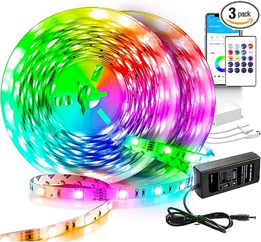 Tira de luces led RGB, de 130 pies, 24 V, controlada mediante aplicación, Bluetooth - Quierox - Tienda Online