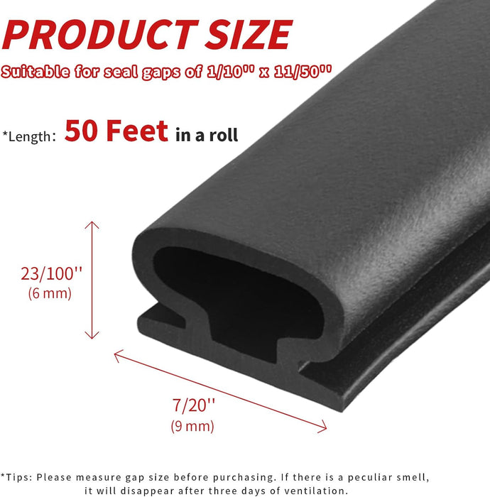 Tira de sellado de goma en forma de D de 50 pies, burlete autoadhesivo para puerta - Quierox - Tienda Online