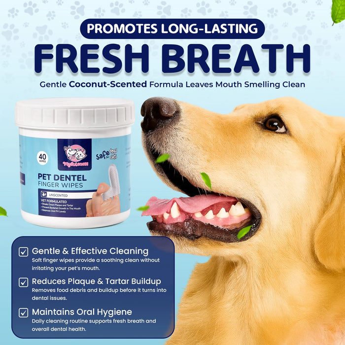 Toallitas limpiadoras de dientes premium My Cuteness para gatos y perros, 40 toallitas - Quierox - Tienda Online