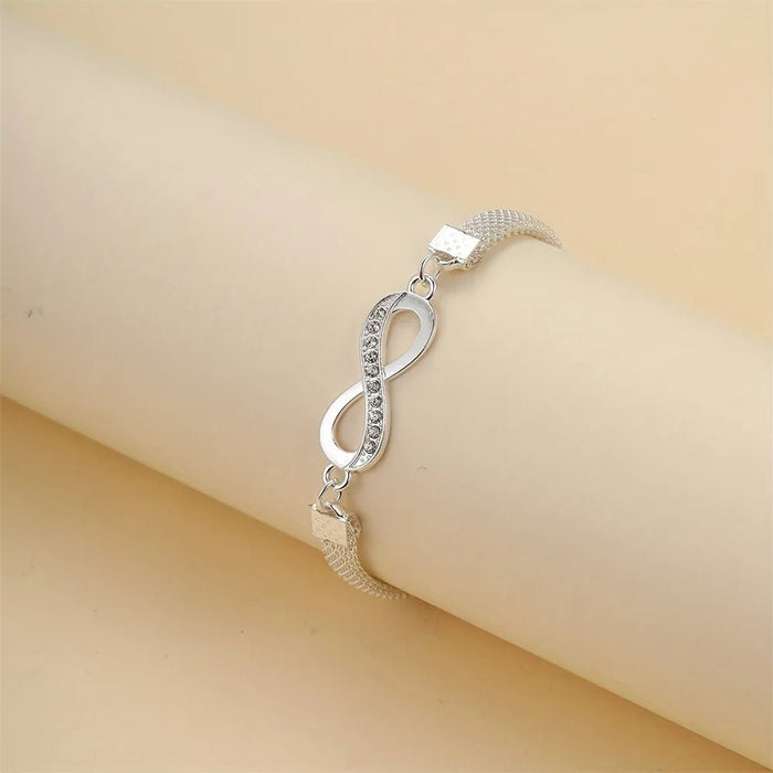 Tobillera con dije brillante infinito de 8 caracteres para mujer, pulsera de tobillo de Metal Vintage con diamantes de imitación - Quierox - Tienda Online