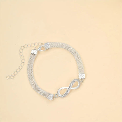 Tobillera con dije brillante infinito de 8 caracteres para mujer, pulsera de tobillo de Metal Vintage con diamantes de imitación - Quierox - Tienda Online