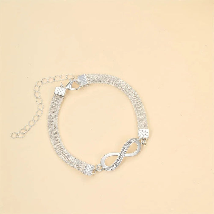 Tobillera con dije brillante infinito de 8 caracteres para mujer, pulsera de tobillo de Metal Vintage con diamantes de imitación - Quierox - Tienda Online