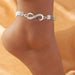 Tobillera con dije brillante infinito de 8 caracteres para mujer, pulsera de tobillo de Metal Vintage con diamantes de imitación - Quierox - Tienda Online