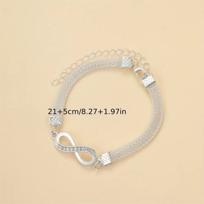 Tobillera con dije brillante infinito de 8 caracteres para mujer, pulsera de tobillo de Metal Vintage con diamantes de imitación - Quierox - Tienda Online