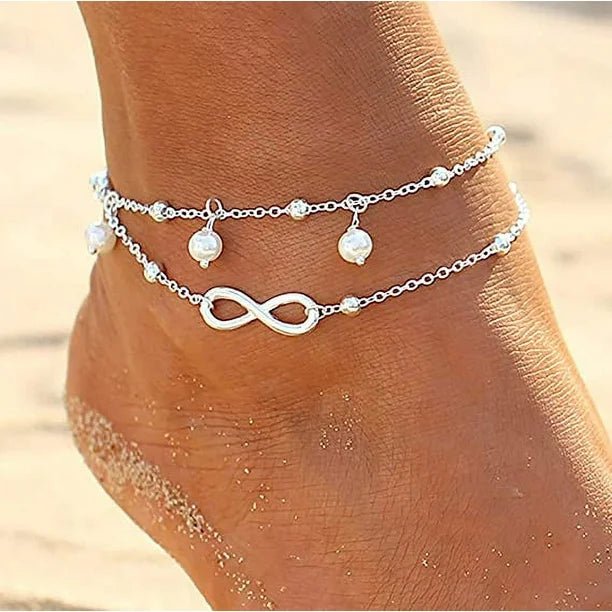 Tobillera doble bohemia con cuentas, pulsera de tobillo - Quierox - Tienda Online