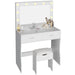 Tocador Furmax con luces y espejo, escritorio con cajón y silla, color blanco - Quierox - Tienda Online