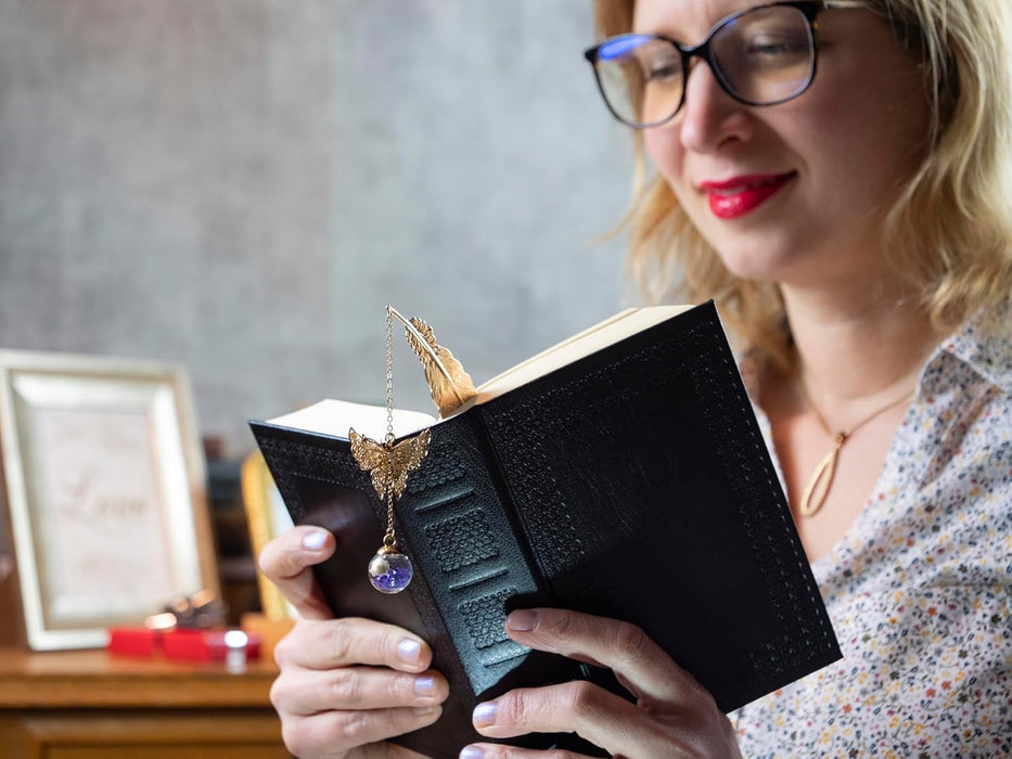 Toirxarn - Marcapáginas de plumas de metal con colgante de mariposa 3D - Quierox - Tienda Online