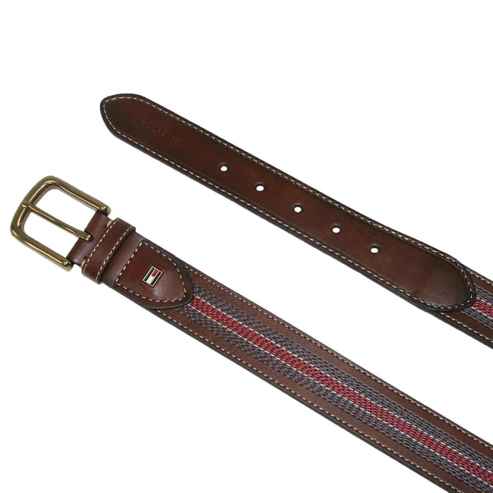 Tommy Hilfiger Cinturón de cuero con rayas y costuras en contraste para hombre - Quierox - Tienda Online