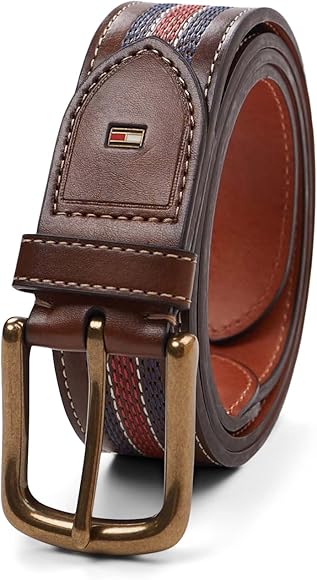 Tommy Hilfiger Cinturón de cuero con rayas y costuras en contraste para hombre - Quierox - Tienda Online