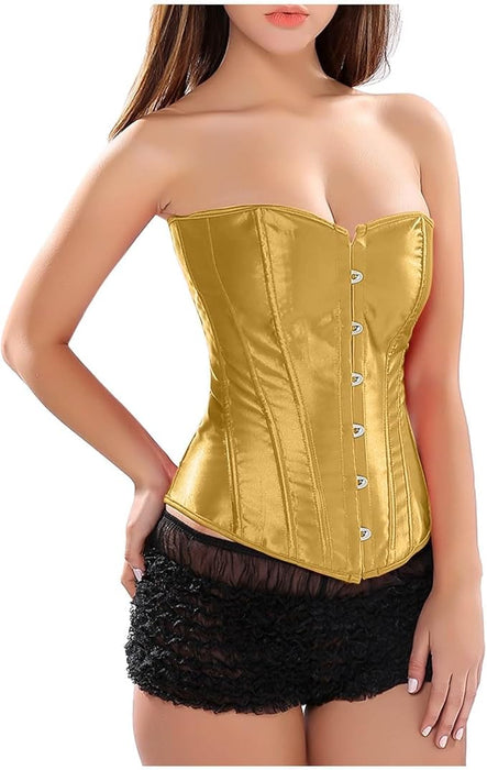 Top corsé Bustier dorado/amarillo con cordones deshuesado fuerte para mujer - Quierox - Tienda Online