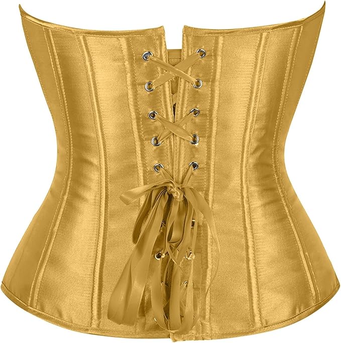 Top corsé Bustier dorado/amarillo con cordones deshuesado fuerte para mujer - Quierox - Tienda Online