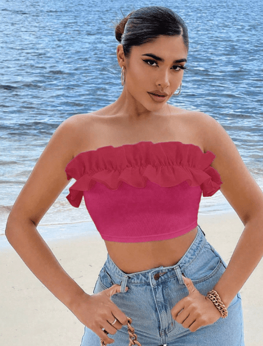 Top corto de tubo con ribete de volantes SHEIN SXY - Quierox - Tienda Online