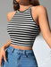 Top corto halter a rayas para mujer - Quierox - Tienda Online
