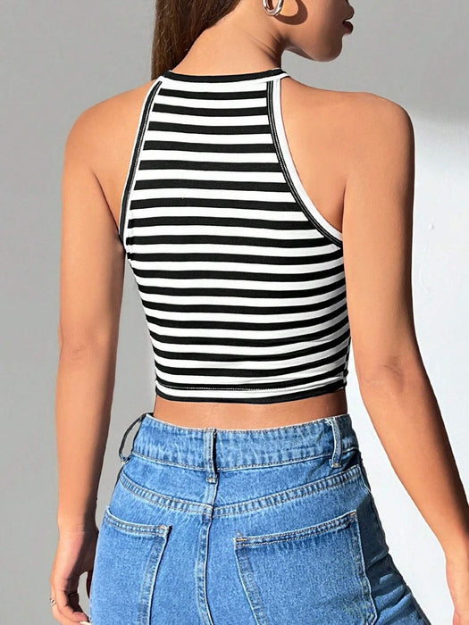 Top corto halter a rayas para mujer - Quierox - Tienda Online