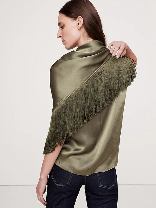 Top de crepé sedoso con flecos - Quierox - Tienda Online