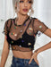 Top de malla transparente con bordado floral - Quierox - Tienda Online
