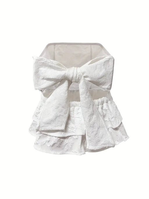 Top de tubo sin espalda con volantes y lazo jacquard Pariaura - Quierox - Tienda Online