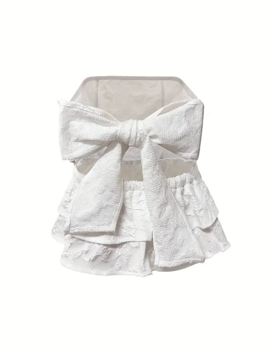 Top de tubo sin espalda con volantes y lazo jacquard Pariaura - Quierox - Tienda Online