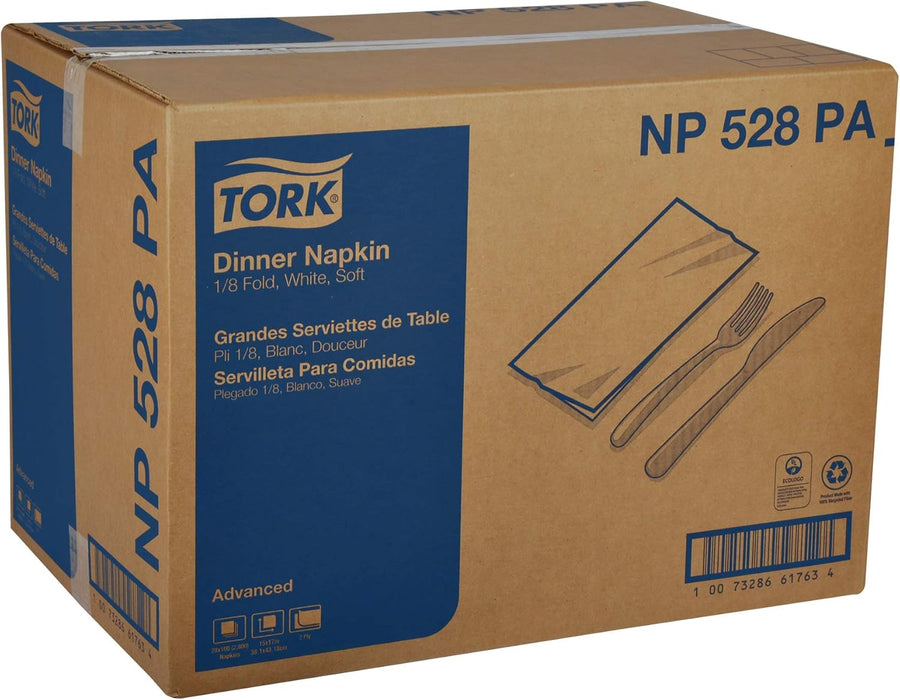 Tork Advanced NP528PA Servilleta de cena suave, 2 capas, 1/8 pliegue (caja de 28 paquetes, 100 por paquete, 2.800 servilletas) - Quierox - Tienda Online