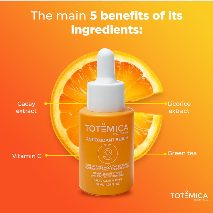 TOTEMICA Sérum facial con vitamina C hidratante y antioxidante para el rostro, 30ml - Quierox - Tienda Online