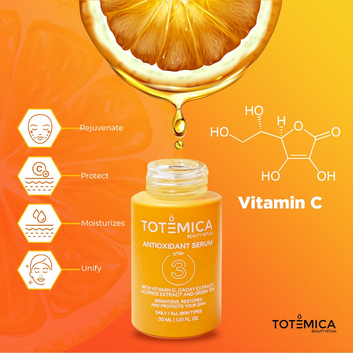 TOTEMICA Sérum facial con vitamina C hidratante y antioxidante para el rostro, 30ml - Quierox - Tienda Online
