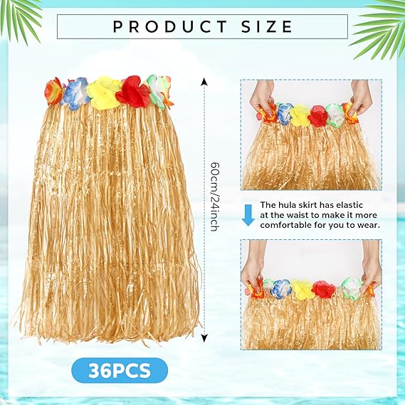 Toulite 36 faldas hawaianas de hierba hawaiana Luau Hula de 24 pulgadas - Quierox - Tienda Online