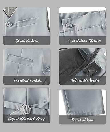Traje de 4 piezas para niños, conjunto de chaleco y pantalones de ajuste delgado - Quierox - Tienda Online