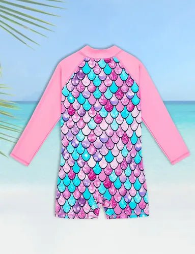 Traje de Baño de Sirena para Niñas de Manga Larga con Escamas de Pez - Quierox - Tienda Online