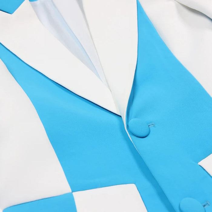 Traje de manga larga con bloques de color azul y blanco - Quierox - Tienda Online