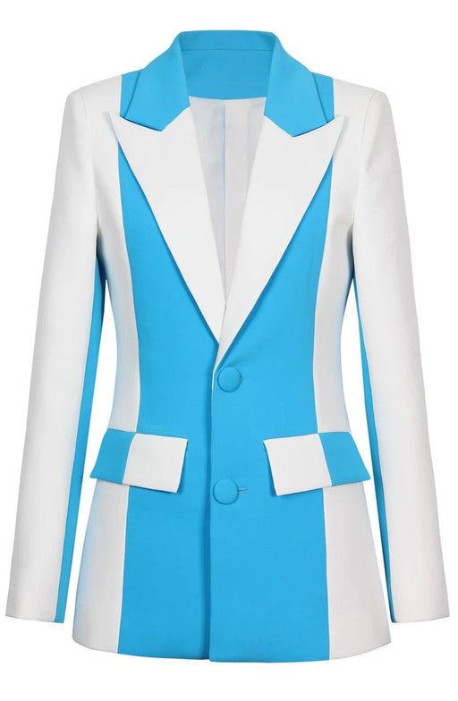 Traje de manga larga con bloques de color azul y blanco - Quierox - Tienda Online