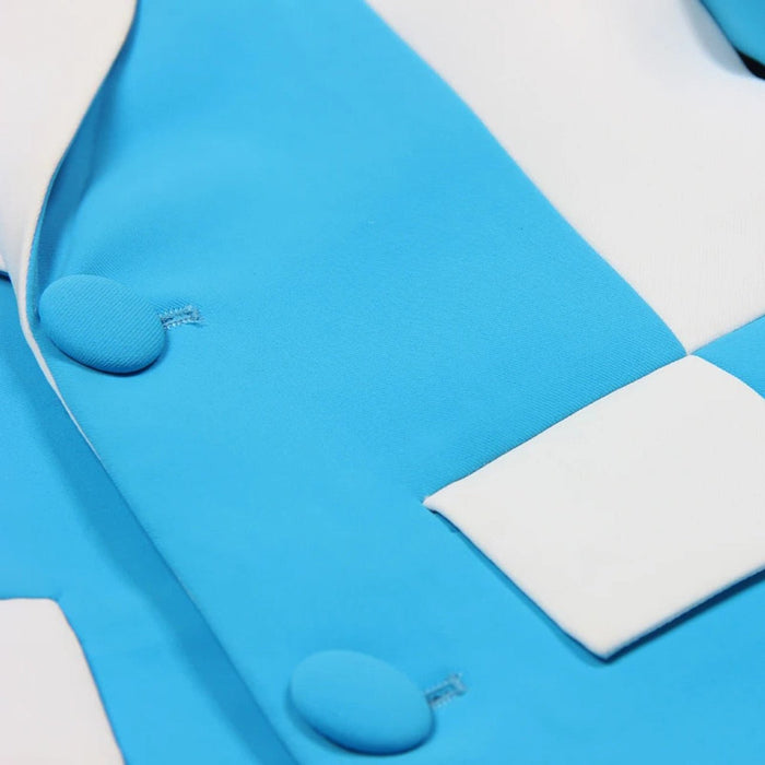 Traje de manga larga con bloques de color azul y blanco - Quierox - Tienda Online