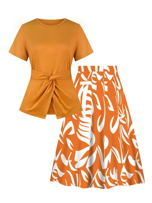 Traje elegante para mujer de color sólido con cuello redondo y manga corta - Quierox - Tienda Online