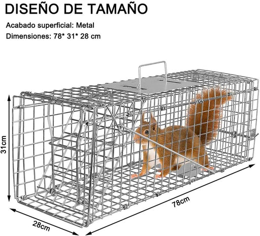 Trampa de Jaula de Animales Plegable de Acero 78 * 31 * 28 cm - Quierox - Tienda Online