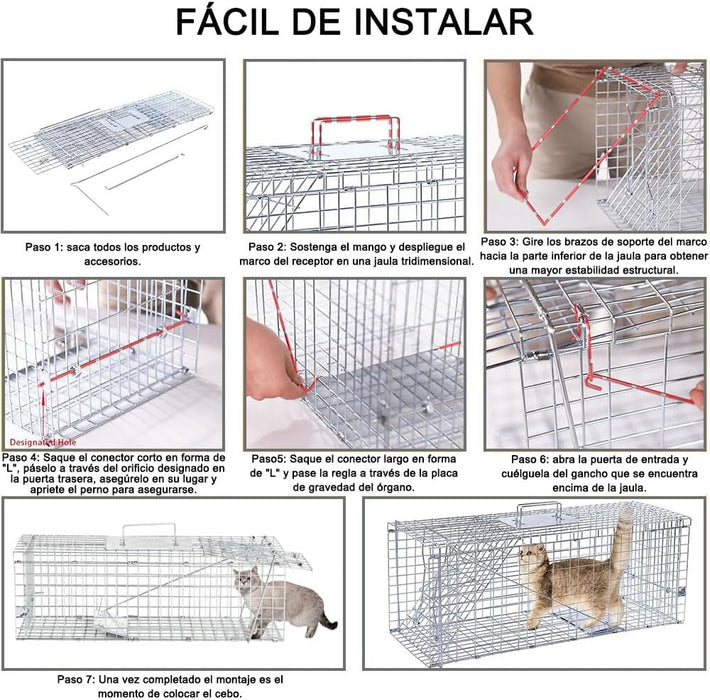 Trampa de Jaula de Animales Plegable de Acero 78 * 31 * 28 cm - Quierox - Tienda Online