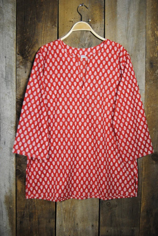 Túnica de algodón Nusantara con estampado de árboles - Quierox - Tienda Online