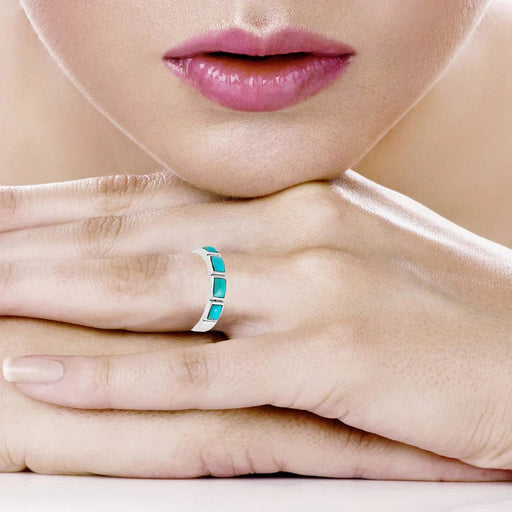 Turquoise Network Anillo apilable turquesa en plata de ley R2232 - C75 - Quierox - Tienda Online