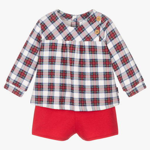 Tutto Piccolo Conjunto de pantalones cortos a cuadros rojos para niños - Quierox - Tienda Online