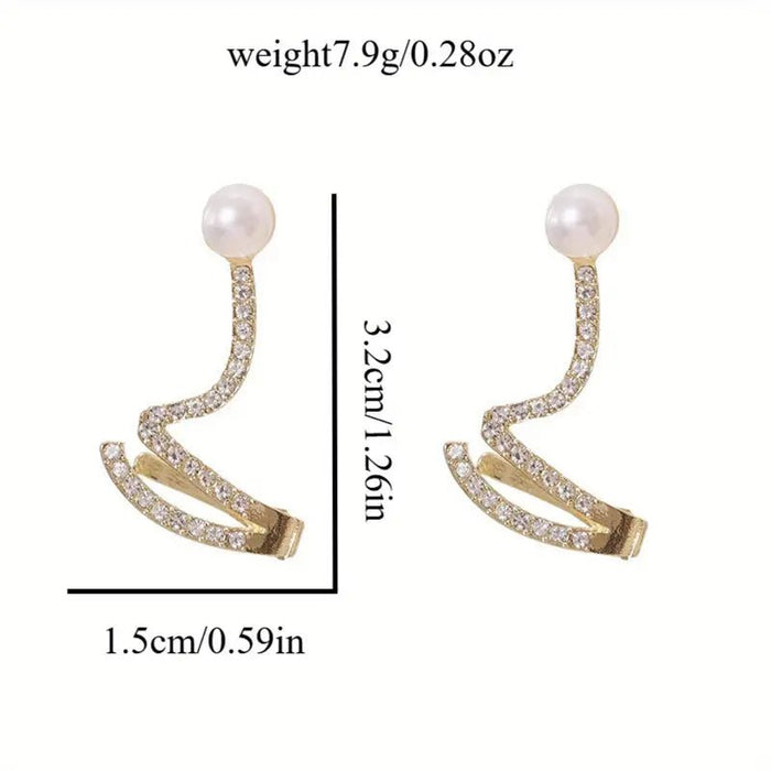 Un Par de Pendientes de Clip para Hueso de Oreja con Incrustaciones - Quierox - Tienda Online