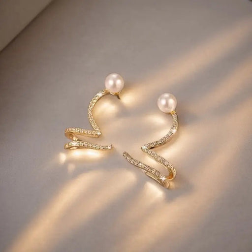 Un Par de Pendientes de Clip para Hueso de Oreja con Incrustaciones - Quierox - Tienda Online