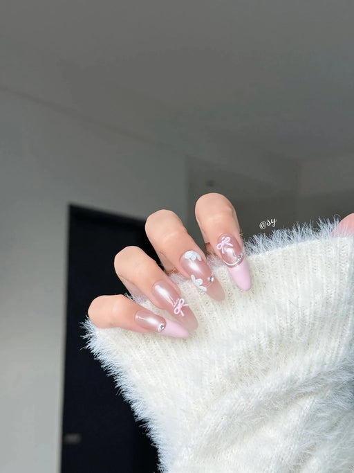 Uñas a presión estilo romántico y femenino "balletcore" - Quierox - Tienda Online