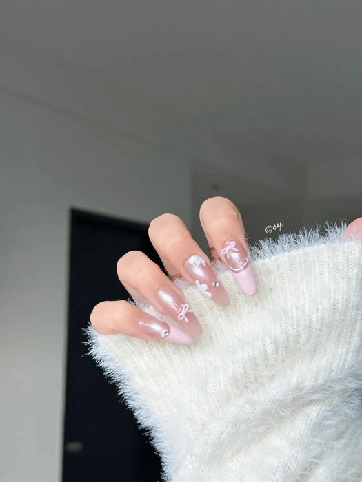 Uñas a presión estilo romántico y femenino "balletcore" - Quierox - Tienda Online