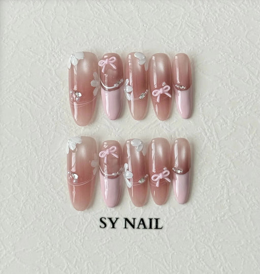 Uñas a presión estilo romántico y femenino "balletcore" - Quierox - Tienda Online