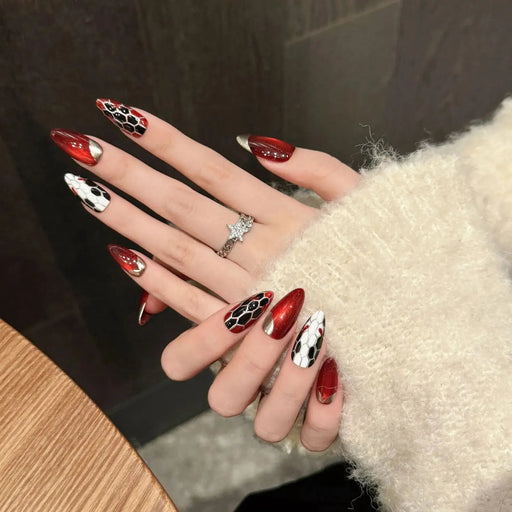 Uñas postizas press on hechas a mano con diseño de Cabeza de Serpiente Ojos de Gato - Quierox - Tienda Online