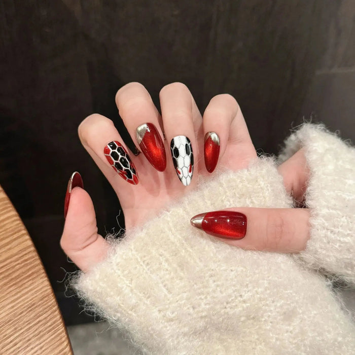 Uñas postizas press on hechas a mano con diseño de Cabeza de Serpiente Ojos de Gato - Quierox - Tienda Online