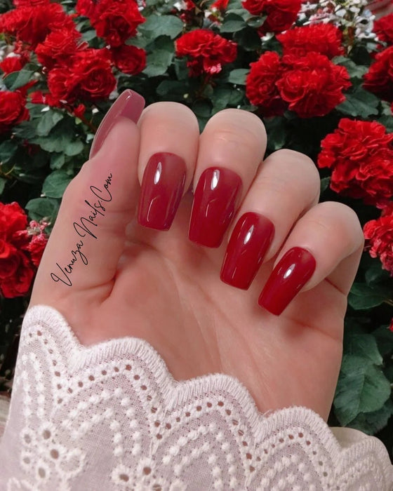 Uñas postizas press on rojo brillante estilo cuadradas - Quierox - Tienda Online