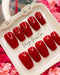 Uñas postizas press on rojo brillante estilo cuadradas - Quierox - Tienda Online