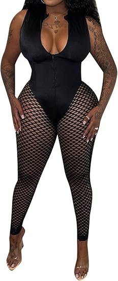 Uni Clau - Mono para mujer, entallado, translúcido, de una pieza, con cuello en V profundo - Quierox - Tienda Online